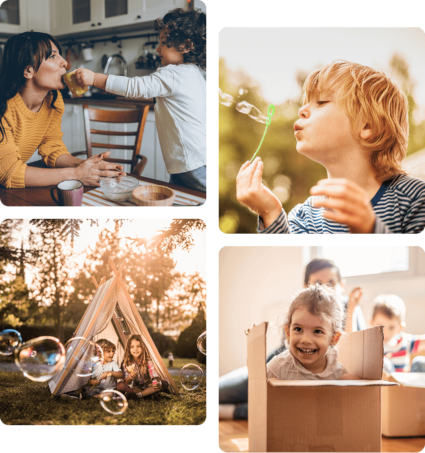 Children playing and enjoying creative activities together.