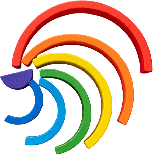 Colorful abstract spirals resembling a layered rainbow pattern.